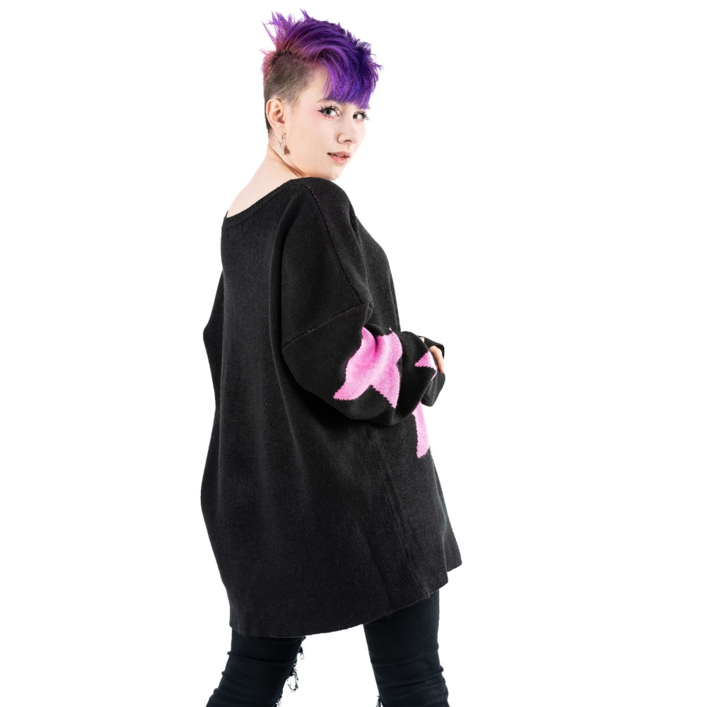 Heartless - Seeing Stars Strick pullover - Schwarz/Rosa